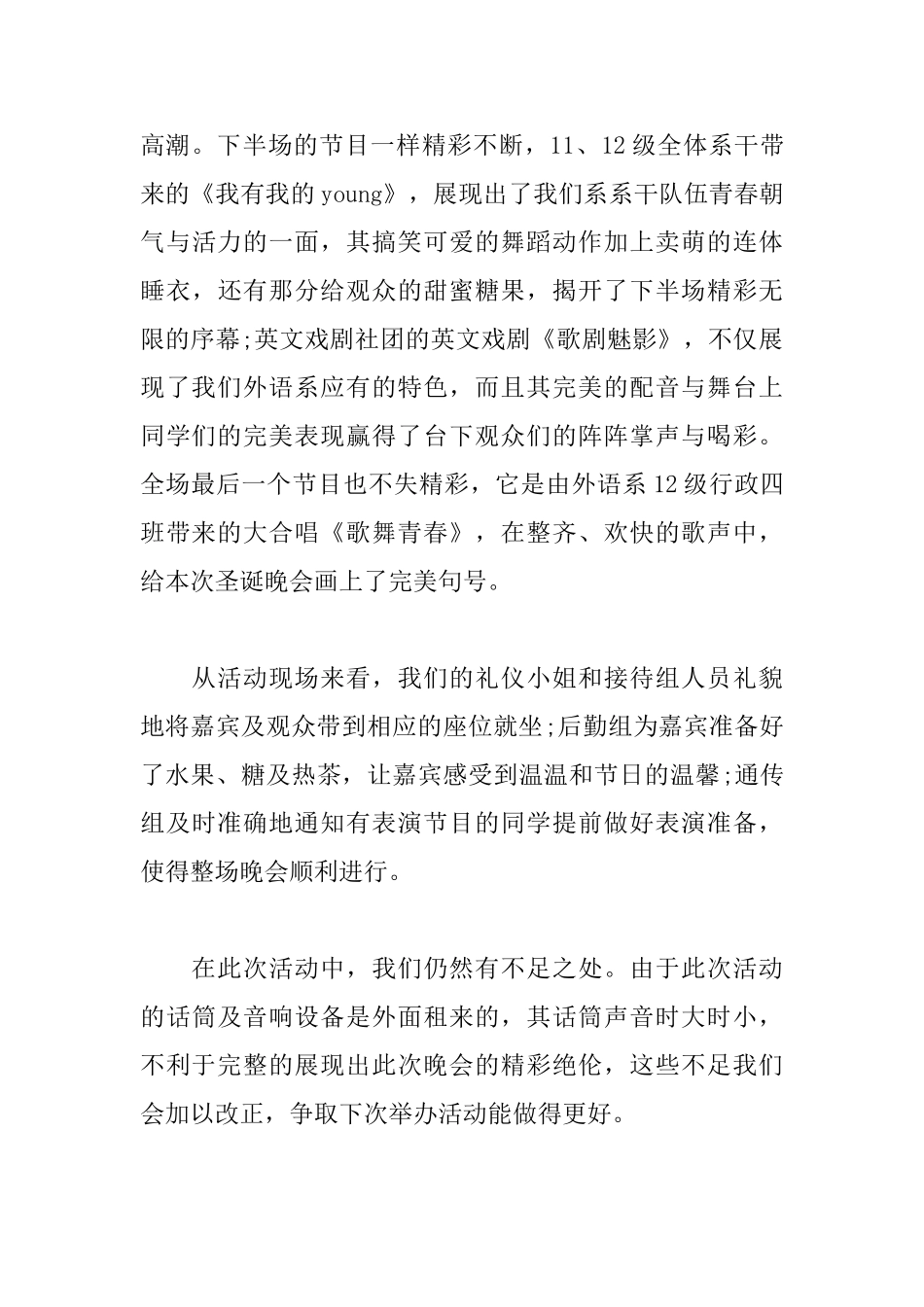 圣诞晚会活动总结模板_第3页