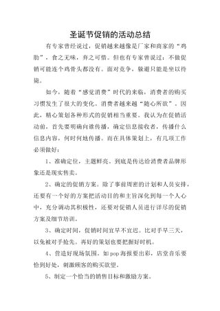 圣诞节促销的活动总结