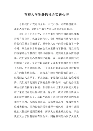 在校大学生暑假社会实践心得