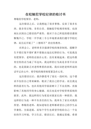 在校触犯学校纪律的检讨书
