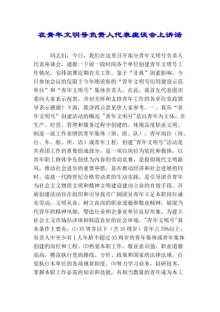 在青年文明号负责人代表座谈会上讲话