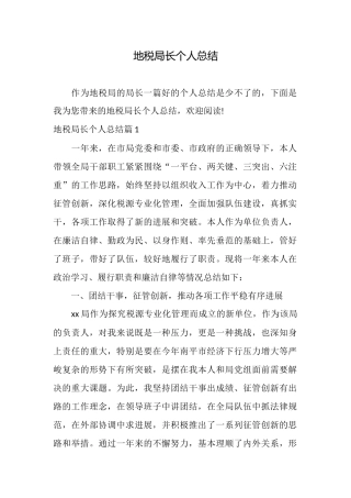 地税局长个人总结