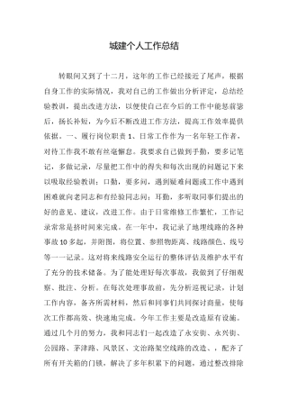 城建个人工作总结