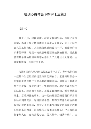 培训心得体会800字
