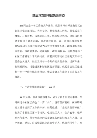 基层党支部书记先进事迹