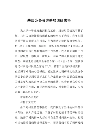 基层公务员访基层调研感悟