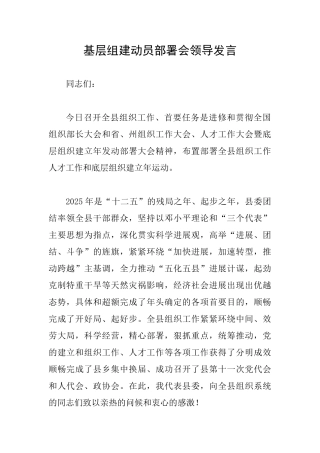 基层组建动员部署会领导发言