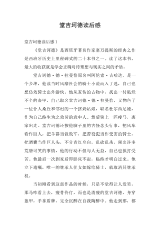 堂吉坷德读后感