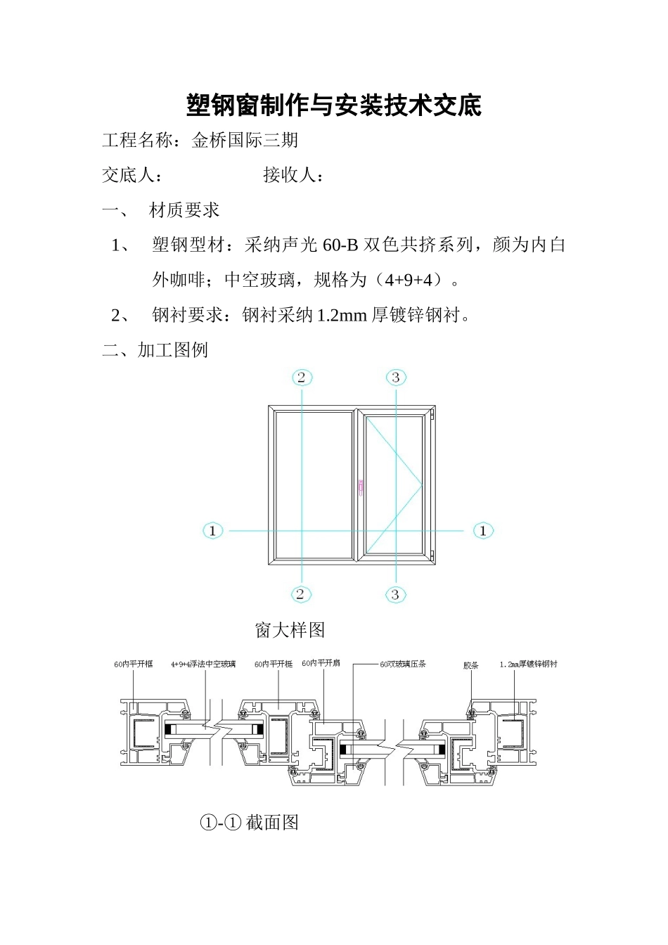 塑钢窗制作安装技术交底_第1页