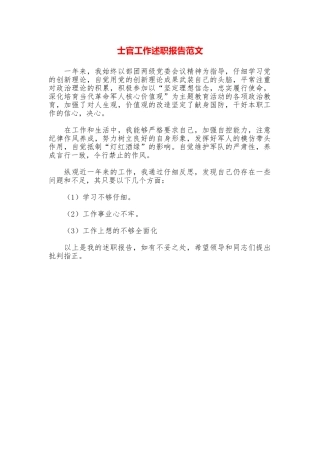士官工作述职报告范文