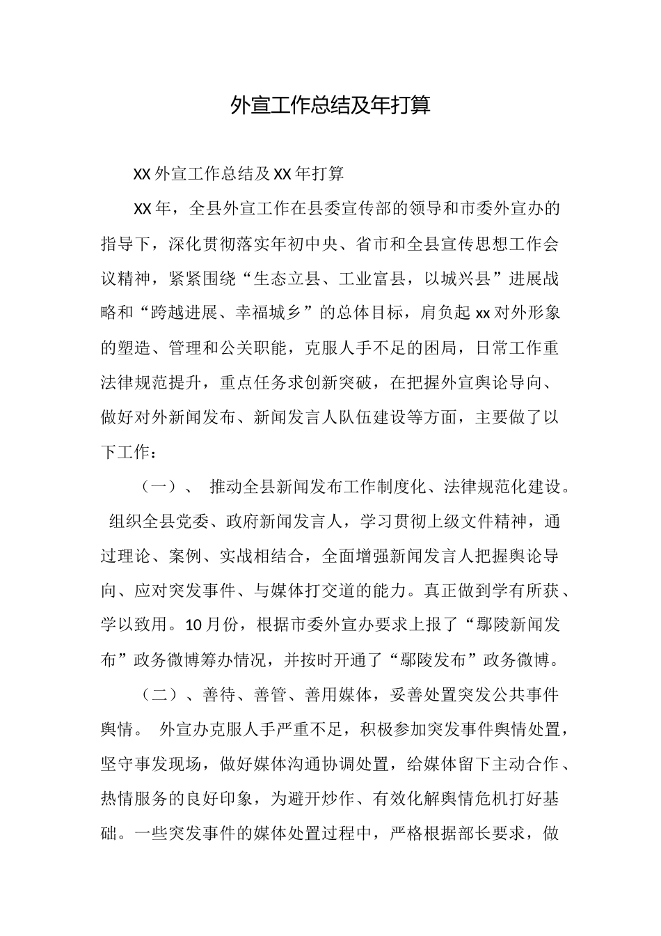 外宣工作总结及年打算_第1页
