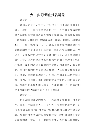 大一实习调查报告笔录