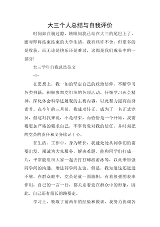 大三个人总结与自我评价