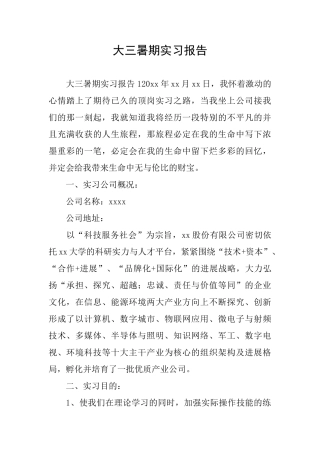 大三暑期实习报告