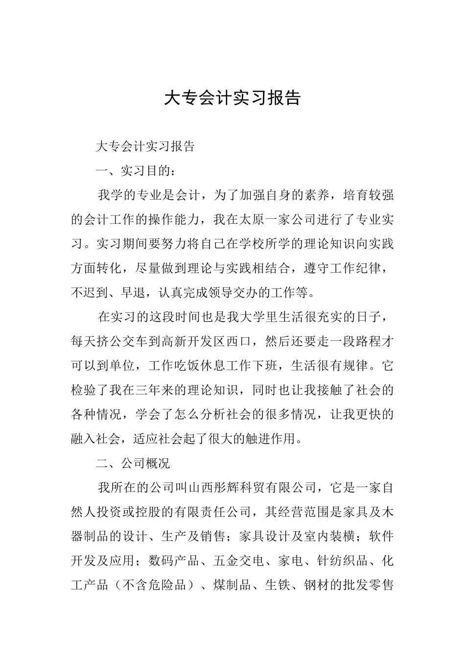 大专会计实习报告_第1页