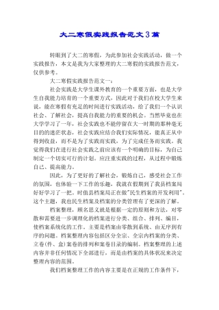 大二寒假实践报告范文3篇