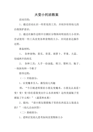 大变小托班教案