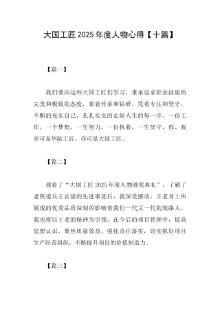 大国工匠2025年度人物心得