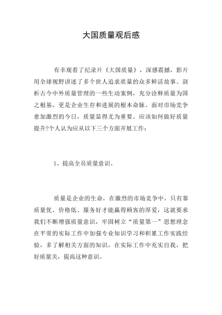 大国质量观后感