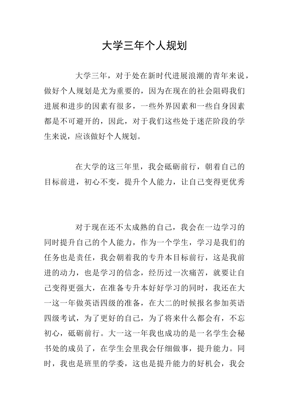 大学三年个人规划_第1页