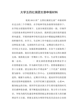大学五四红旗团支部申报材料