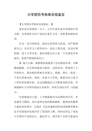 大学团员考核表自我鉴定