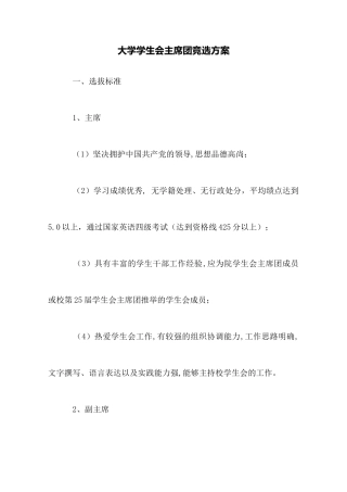 大学学生会主席团竞选方案