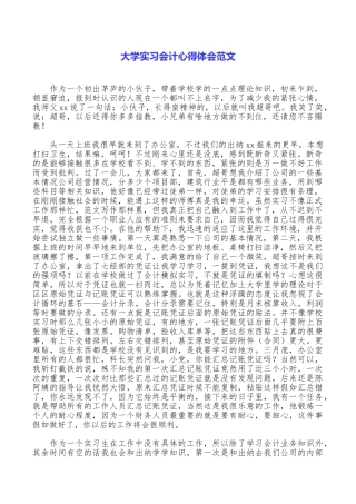 大学实习会计心得体会范文