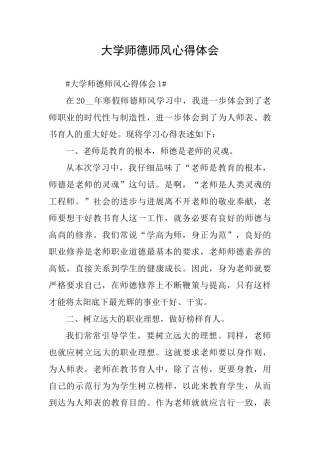 大学师德师风心得体会