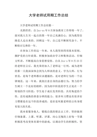 大学教师试用期工作总结