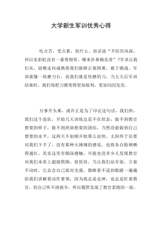 大学新生军训优秀心得