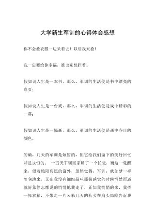 大学新生军训的心得体会感想