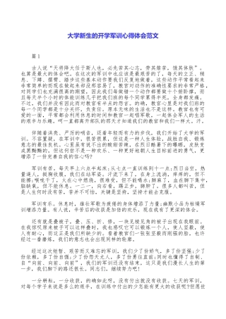 大学新生的开学军训心得体会范文