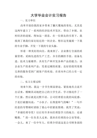 大学毕业会计实习报告