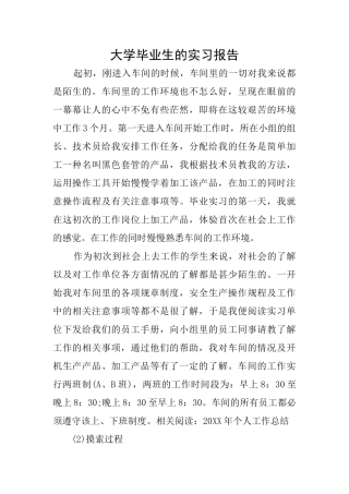 大学毕业生的实习报告