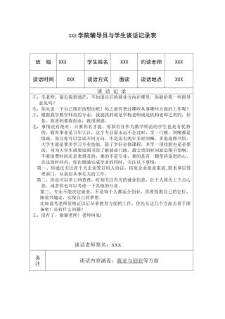 大学生与辅导员谈话记录