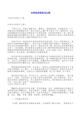 大学生中学实习心得