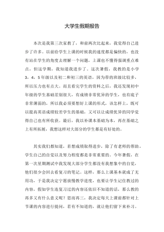 大学生假期报告