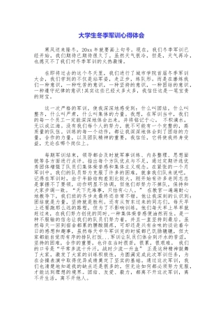 大学生冬季军训心得体会