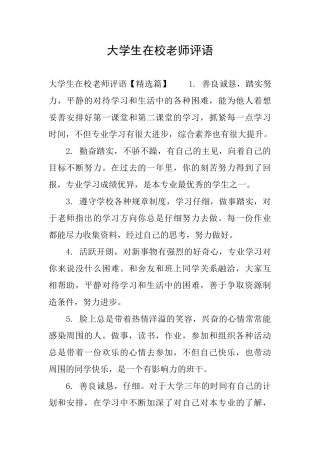 大学生在校教师评语