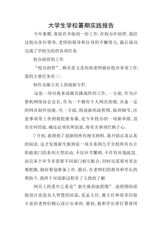 大学生学校暑期实践报告