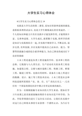 大学生实习心得体会