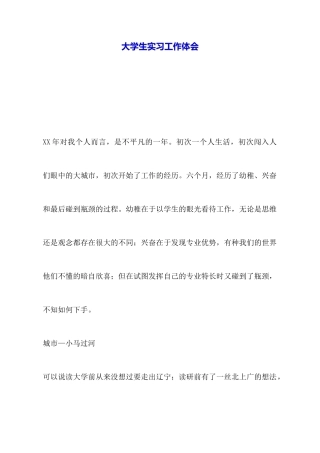 大学生实习工作体会