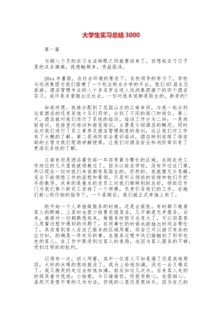 大学生实习总结3000