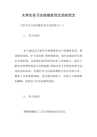 大学生实习总结报告范文目的范文
