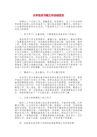 大学生实习期工作总结范文