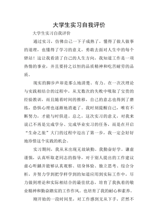 大学生实习自我评价