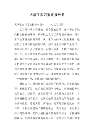 大学生实习鉴定报告书