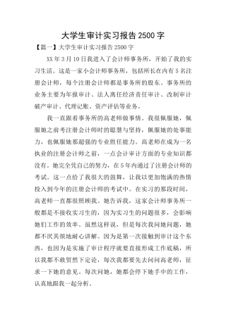 大学生审计实习报告2500字