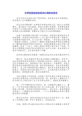 大学生就业创业实训心得体会范文